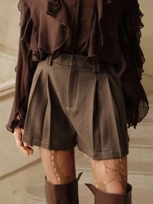 Anewsta Savoree Quần short nữ màu nâu thời trang và đa năng, thích hợp cho mùa thu/đông. - Cà phê nâu - Xem 5