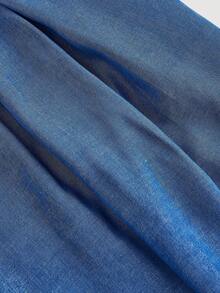 SHEIN MOD 大码优雅高腰蓝色西装裤，女大码夏季西装裤，宽松阔腿款，带腰带设计，阔腿裤，女式阔腿牛仔裤，高腰阔腿裤，蓝色阔腿裤，秋冬宽松阔腿裤 - 藍色 - 查看 6