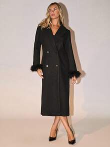 Glamine Women's Black Long Coat, Autumn/Winter - Black - View 4