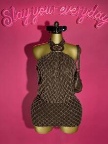 Slaydiva Women's Halter Neck Fashionable Mini Dress