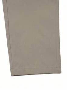 Manfinity Homme Men's Solid Color Drawstring Waist Cargo Pocket Casual Pants, Fall - Khaki - View 3