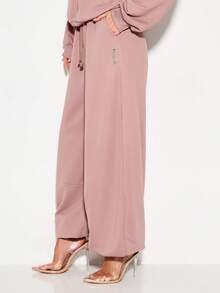 KIZN Wide Leg Balloon Joggers For Women Oversized Comfortable Sweatpants With Drawstring Waist - Dusty Pink - View 1