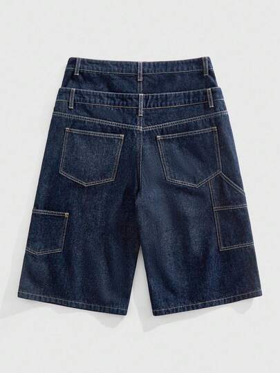 Street Life Men's Solid Color Denim 7/8 Pants