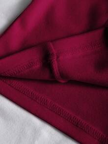 INAWLY 女式星空印花红色轻便夹克，休闲街头风格拉链修身长袖外套，秋季 - 酒紅色 - 查看 4