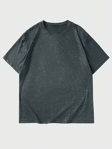 Claim Dot 男士圆领短袖银箔宽松休闲T恤 - 灰色 - 查看 3