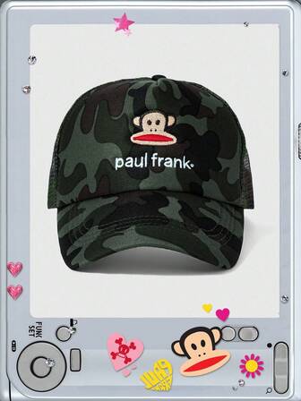 Paul Frank X ROMWE Letter & Cartoon Embroidered Camouflage Pattern Baseball Cap