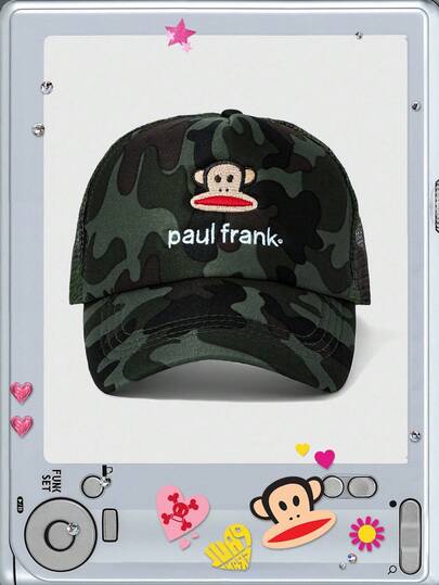 Paul Frank X ROMWE Letter & Cartoon Embroidered Camouflage Pattern Baseball Cap