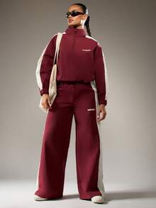 MISSGUIDED Half Zip Track Jacket With Contrast Panel Details For Casual Streetwear Christmas