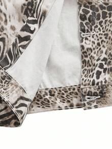 Glamance Áo khoác denim họa tiết da báo, ngựa vằn, động vật dành cho nữ, phù hợp cho Halloween, dạo phố, tiệc trở lại trường, tiệc tối, áo sơ mi họa tiết động vật Y2K áo sơ mi họa tiết hổ áo sơ mi họa tiết da báo áo sơ mi họa tiết ngựa vằn áo sơ mi báo gêpa ý tưởng kết hợp bộ sưu tập quần áo thời trang mùa đông trang phục năm mới - Màu xám đen - Xem 7