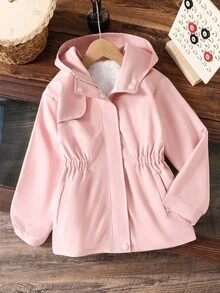 SHEIN 1 件女童保暖内衬休闲夹克，适合秋冬季外出和日常穿着 - 粉色 - 查看 2