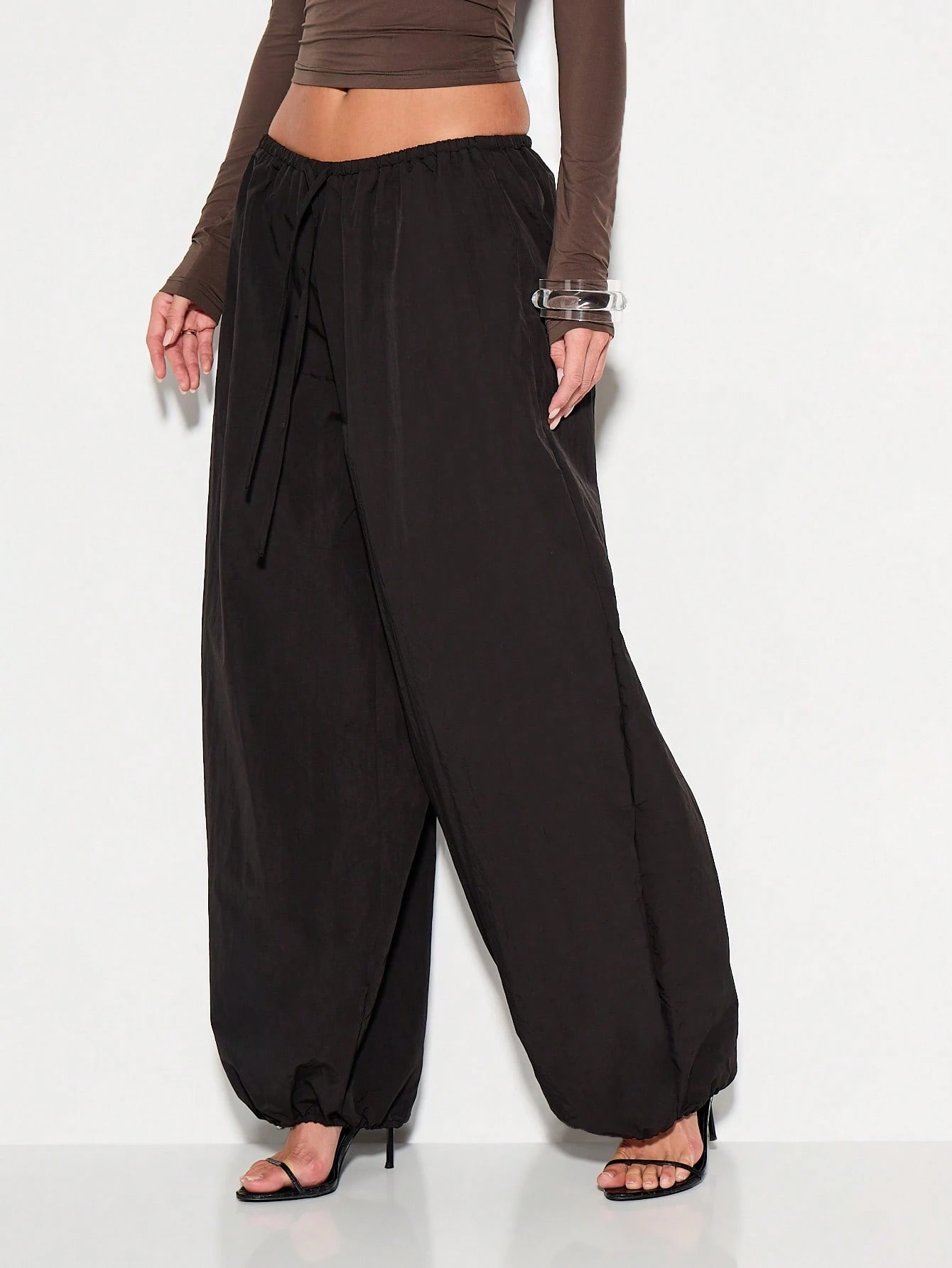 KIZN Pantalones anchos holgados tipo paracaídas con cordón ajustable