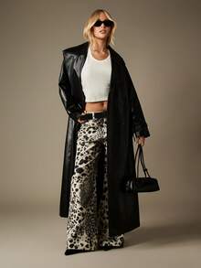 MISSGUIDED Jeans de tiro medio holgados con estampado de leopardo y dálmata, de pierna ancha y estilo palazzo - Multicolor - Ver 3