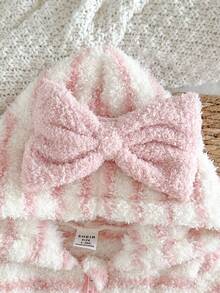 2 件新生儿粉色条纹套装，带可爱蝴蝶结，舒适连体衣，适合室内外穿着，冬季 - 粉色 - 查看 8