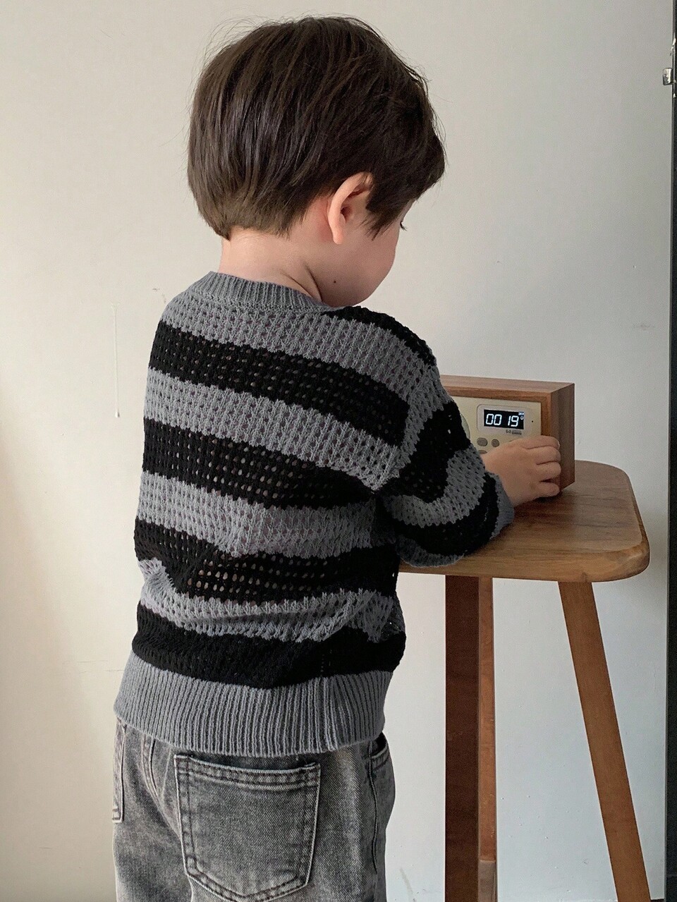 Baby Boy Contrast Stripe Korean Style Casual Long Sleeve Sweater Fall, Winter Toddler