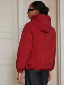 Aveloria Modichic Casual Fashionable Versatile Zipper Detachable Hooded Padded Coat, Solid Color Outerwear For Women