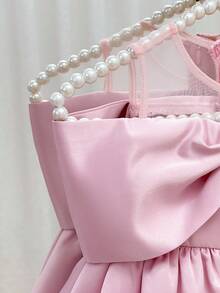 SHEIN Babygirl 优雅可爱粉色蝴蝶结短袖连衣裙 - 粉色 - 查看 7