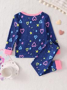 Baby Girls' Minimalist Fashion All-Over Birthday Cake & Dessert Print Long Sleeve Top And Leggings 2 Pieces Pajama Set Girls Unicorn Pajamas Glow In The Dark Pajamas Girls Sleepwear,Snug Fit