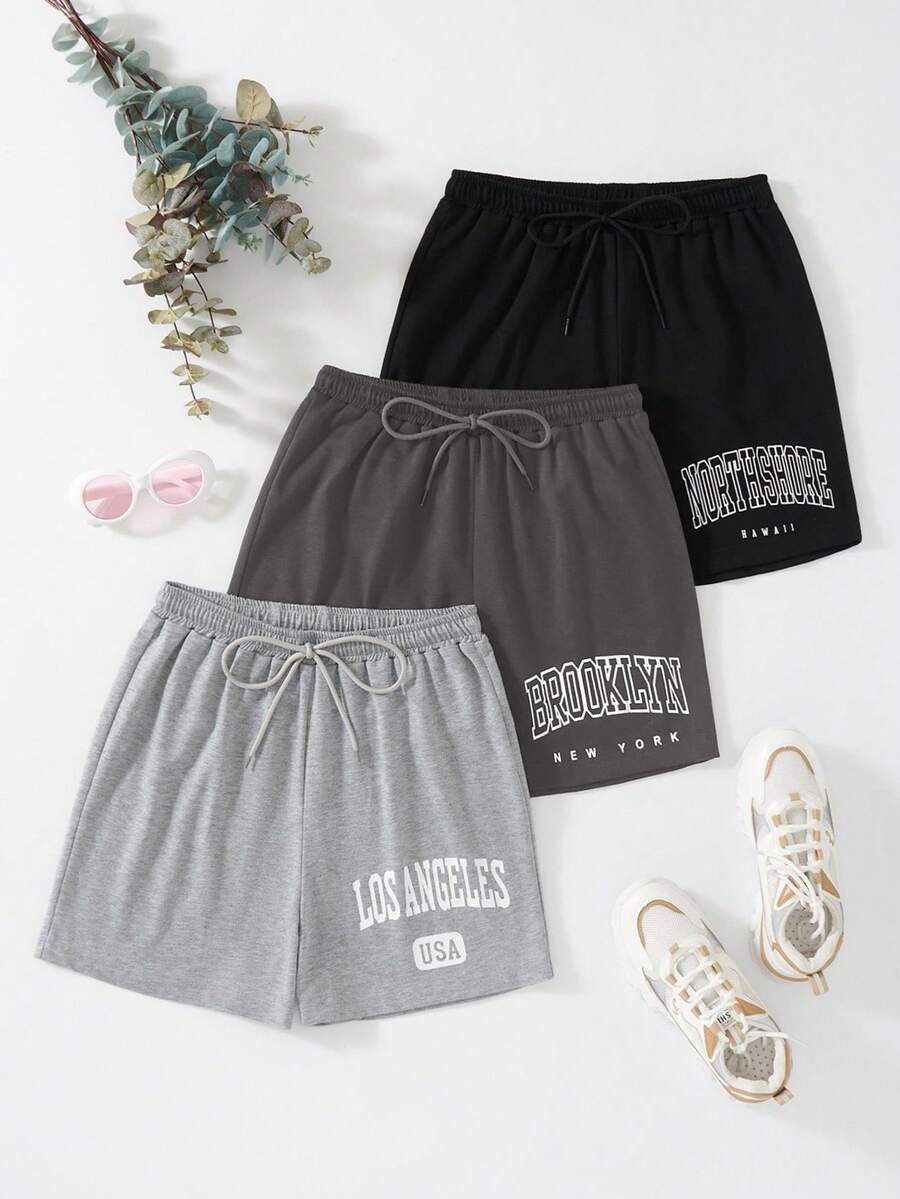 GlowEve 3件套女士休闲印花抽绳短裤 - 彩色 - 查看 1