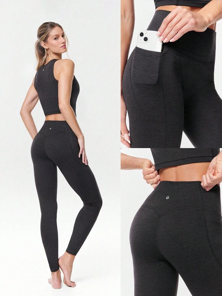 26" Softy Velvaire No Front Seam High-Waist Leggings With Side Pockets Low Impact Yoga Pilates Studio Daily Casual Wear  Spring Summer