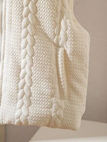 Young Girl' Winter New Simple Versatile Thick Vest, Reversible Quilted Hooded Zip-Up Sleeveless Padded Coat Fall - White - View 10