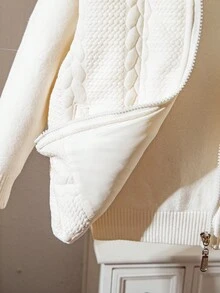 Young Girl' Winter New Simple Versatile Thick Vest, Reversible Quilted Hooded Zip-Up Sleeveless Padded Coat Fall - White - View 12