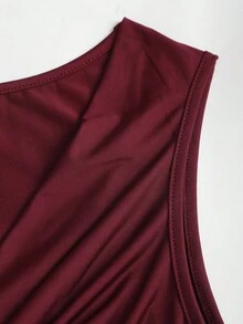 SHEIN Unity 新款垂領貝殼裝飾女款背心 - 酒紅色 - 查看 4