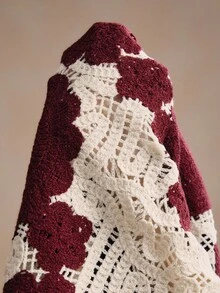 Anewsta Áo len dài tay cổ tròn họa tiết hoa thường ngày cho nữ, mùa thu - Màu Đỏ Sâu - Xem 8