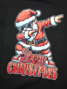 1 hanorac cu grafică de Crăciun cu Moș Crăciun pentru băieți adolescenți, potrivit pentru petrecerea de Crăciun în toamnă/iarna - Negru - Vizualizare 4