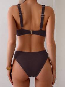 Swim Basics Bikini básico acanalado de verano para mujer