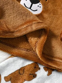 2 件套男婴卡通熊刺绣舒适休闲家居服套装，冬季