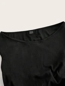 SHEIN EZwear 3-In-1 Women Casual Sexy Bodycon Top Set, Versatile For Daily Wear,Black Tops