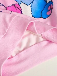 SHEIN 青少年女孩白色圆领宽松针织上衣，带有女孩图案，搭配紫红色喇叭裤，带有街头图案，两件套休闲装 - 白色 - 查看 10