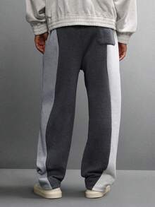 SUMWON Color Block Skater Fit Sweatpants Retro Loungewear Casual Streetwear Fall Winter Style Soft Cozy Casual Pants With Side Pockets Elastic Waist