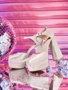 Cuccoo CUCCOO LuxiPop Tacones altos de plataforma de cuero patentado brillante para mujer, stilettos elegantes para Halloween, Navidad, Año Nuevo, citas, otoño y ropa de fiesta sexy