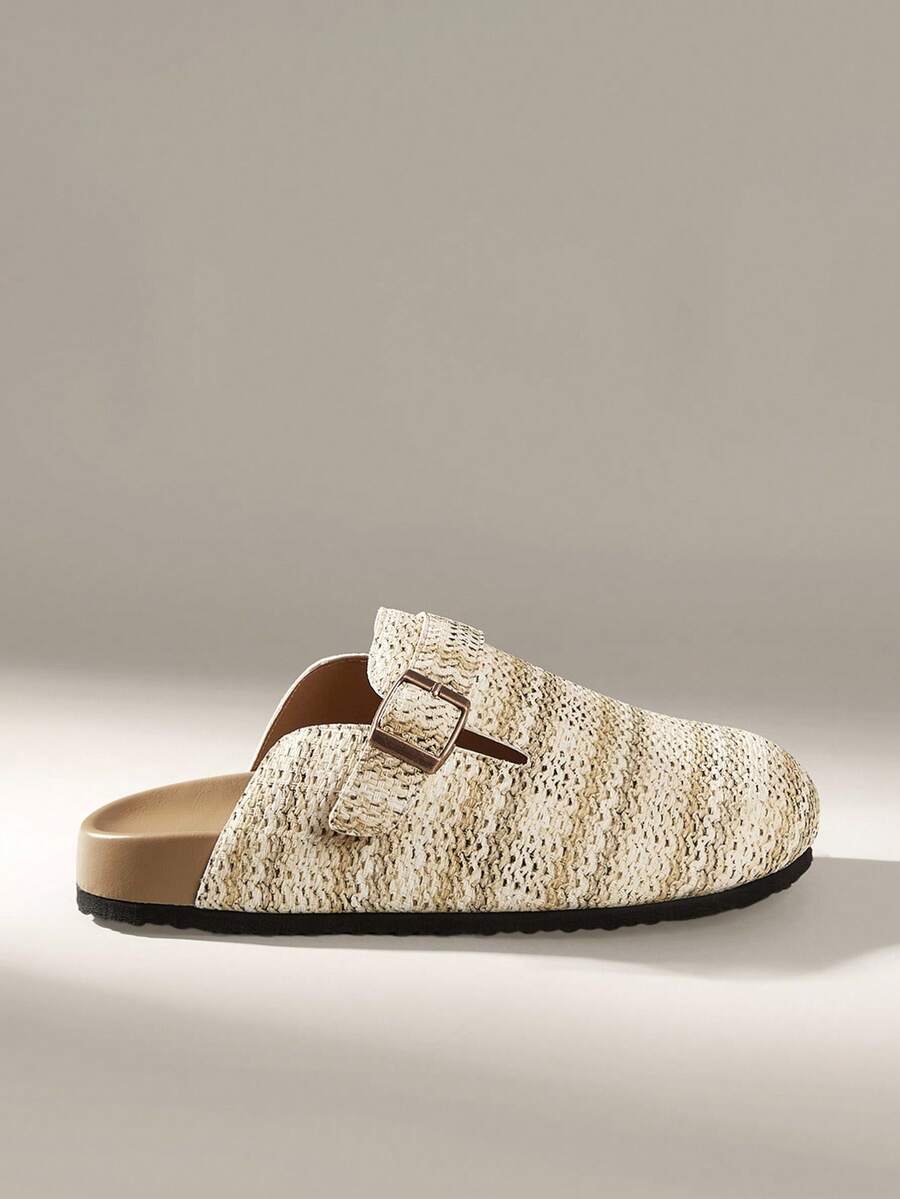 Solecia حذاء لوفر كاجوال مسطح للنساء بتصميم إبزيم مخطط - لون مشمشي - مشاهدة 1