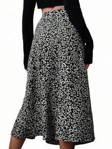 SHEIN Essnce All Over Print Split Thigh Skirt - Multicolor - View 2