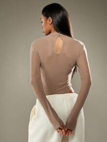 Missguided x Playboy 生活方式紧身衣高领长袖超修身基本款家居服秋冬系列修身紧身衣时尚 - 灰色 - 查看 2