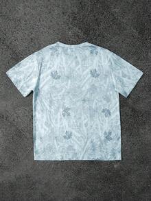 Manfinity Dauomo Áo thun nam tay ngắn tối giản thường ngày, phù hợp cho mùa hè - Màu xanh nhạt - Xem 2