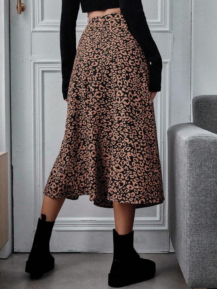 All Over Print Split Thigh Skirt