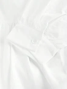 SHEIN 宽松休闲简约舒适长袖荷叶边下摆连衣裙，适合少女