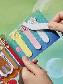 SpongeBob SquarePants | SHEIN Notepad Set, Cute Notepad, Writing Memo Pad Page Marker, Cartoon Children's Office School Supplies Creative Gift