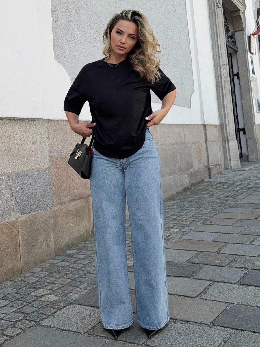 Jeta Ari Wide Leg Jeans Y2k - Light Wash - View 1