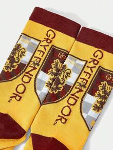 HARRY POTTER X SHEIN 1 Đôi tất cổ cao họa tiết khối màu dành cho nữ - Màu vàng - Xem 4