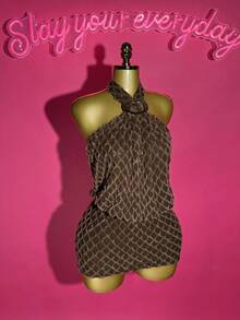 Slaydiva Women's Halter Neck Fashionable Mini Dress