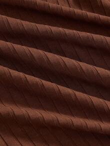 ROMWE Fairycore 加大码复古棕色不对称木珠装饰优雅细肩带吊带背心，秋季针织露肩细肩带长袖吊带背心，加大码秋冬复古棕色针织细肩带上衣，加大码女式细肩带长袖吊带背心 - 棕色 - 查看 3