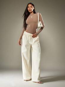 Missguided x Playboy 生活方式紧身衣高领长袖超修身基本款家居服秋冬系列修身紧身衣时尚 - 灰色 - 查看 4