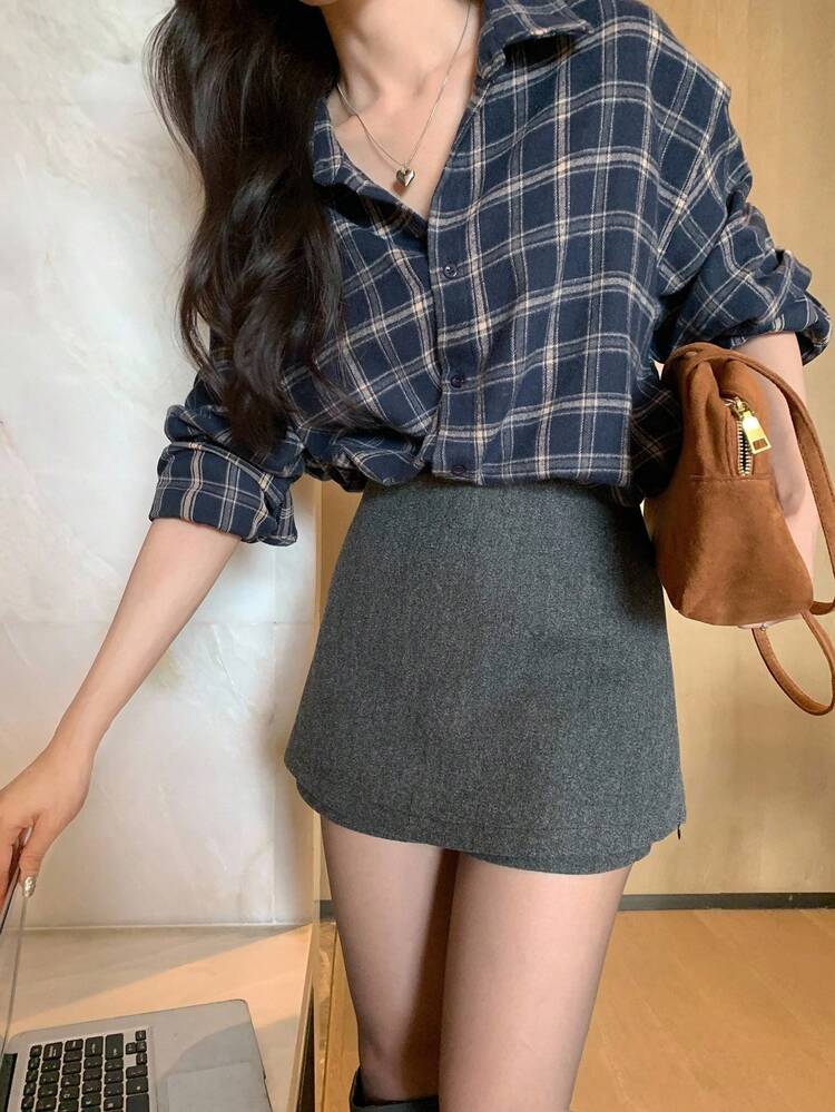 Women's 2 In 1 Korean Style Skirt, Autumn/Winter