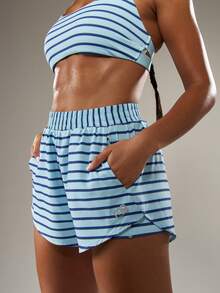 MISSGUIDED Quần short mini chạy bộ sọc năng động cho tập luyện thể dục mùa hè tại phòng tập thể dục thể thao - Nhiều màu - Xem 3