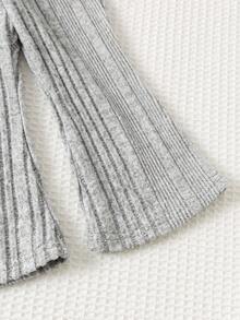 Cozy Pixies 2 pezzi Set di top a maniche lunghe con collo rotondo e volant e pantaloni in vita elastica per bambina, tinta unita