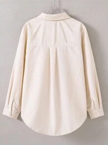 Tween Girl Korean Style Striped Casual Sun Protection Shirt, Spring/Summer,Holiday,Summer,Travel, School, Campus, College - Apricot - View 2